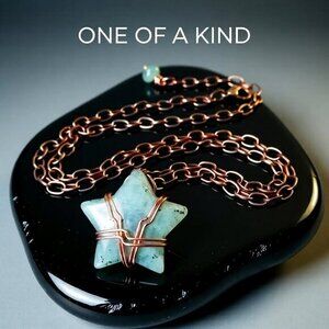 Chunky Green Labradorite Star! Unique Statement Necklace - Reiki + Meditations